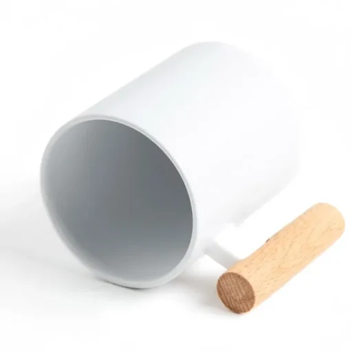 Gift Campaign Tazza in ceramica ideale per sublimazione con manico in legno 325ml> Tazze Per Sublimazione Con Foto