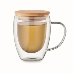 Gift Campaign Tazza in vetro a doppia parete con coperchio in bambù da 250 ml> Tazzine Da Caffè E Tazze Tè