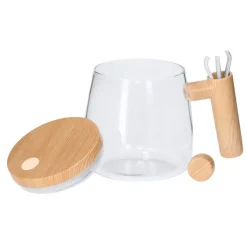 Gift Campaign Tazza in vetro borosilicato con tappo e agitatore elettrico 400ml> Altri Utensili Da Cucina