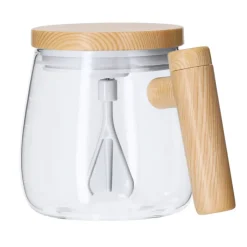 Gift Campaign Tazza in vetro borosilicato con tappo e agitatore elettrico 400ml> Altri Utensili Da Cucina