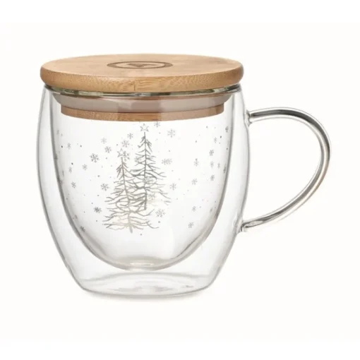 Gift Campaign Tazza in vetro con abeti e fiocchi di neve da 220ml Christmas Forest> Gadget Natalizi