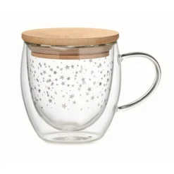 Gift Campaign Tazza in vetro con stelline e tappo in bambù da 220ml Christmas Sky> Gadget Natalizi