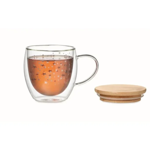 Gift Campaign Tazza in vetro con stelline e tappo in bambù da 220ml Christmas Sky> Gadget Natalizi
