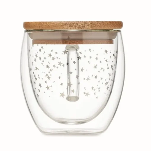 Gift Campaign Tazza in vetro con stelline e tappo in bambù da 220ml Christmas Sky> Gadget Natalizi