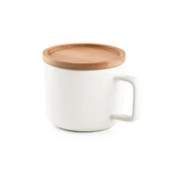 Gift Campaign Tazza promozionale in ceramica con coperchio bamboo 230ml Small Cover></noscript> Tazze Mug