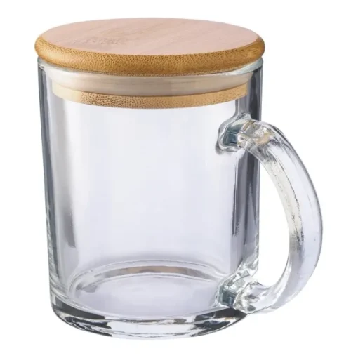 Gift Campaign Tazza promozionale in vetro riciclato con tappo in bambù da 300 ml> Tazzine Da Caffè E Tazze Tè