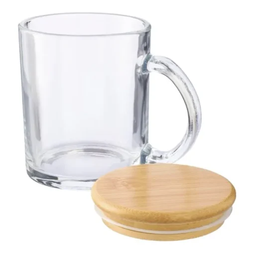 Gift Campaign Tazza promozionale in vetro riciclato con tappo in bambù da 300 ml> Tazzine Da Caffè E Tazze Tè