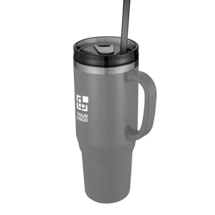 Gift Campaign Tazza termica con cannuccia a doppia parete in acciaio e plastica 1,2l> Bicchieri Termici Personalizzati