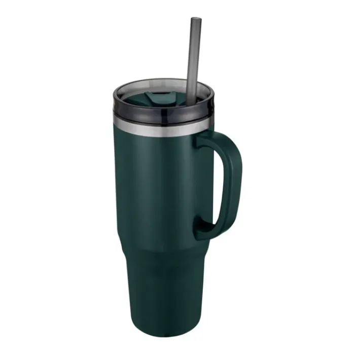 Gift Campaign Tazza termica con cannuccia a doppia parete in acciaio e plastica 1,2l> Bicchieri Termici Personalizzati