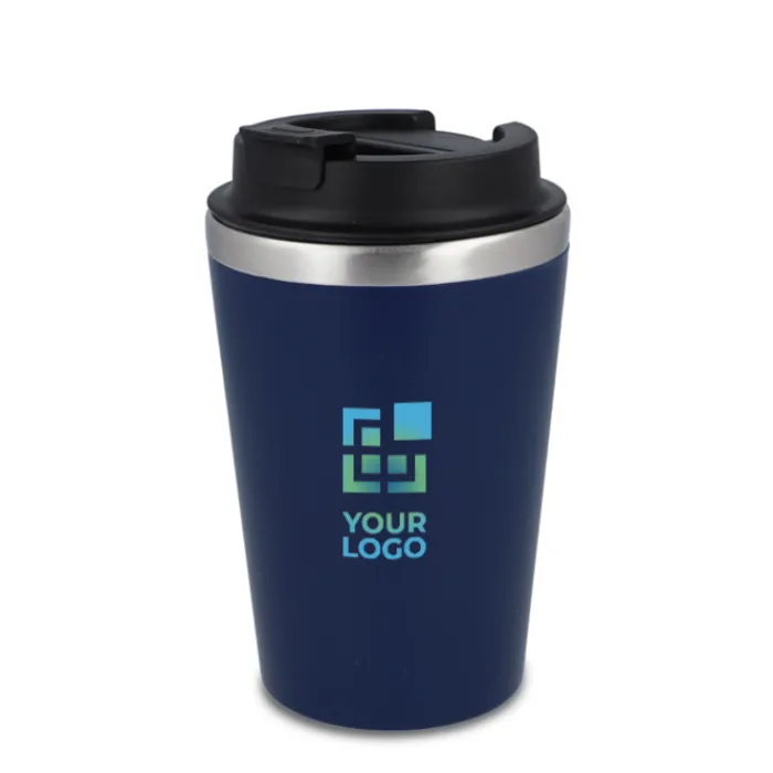 Gift Campaign Tazza termica in acciaio inox con tappo nero e bordo argentato 350ml> Bicchieri Termici Personalizzati