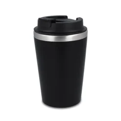 Gift Campaign Tazza termica in acciaio inox con tappo nero e bordo argentato 350ml><noscript><img width=