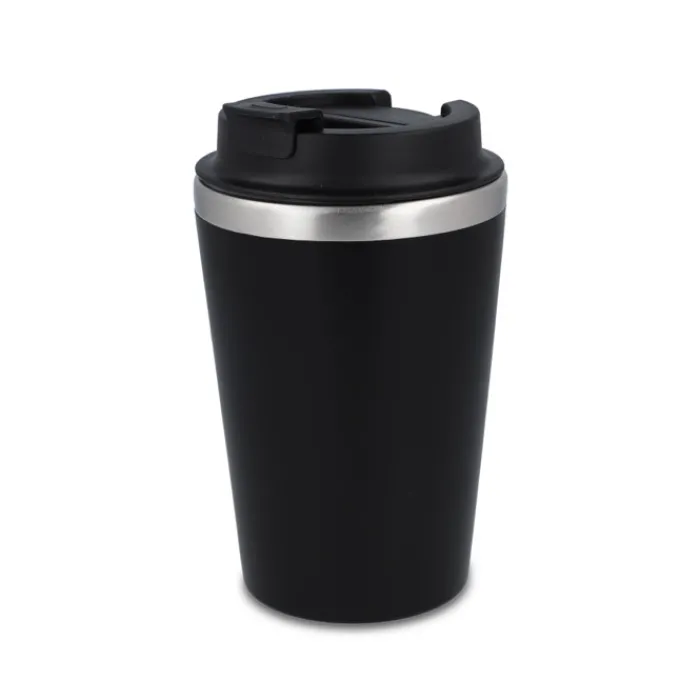 Gift Campaign Tazza termica in acciaio inox con tappo nero e bordo argentato 350ml> Bicchieri Termici Personalizzati