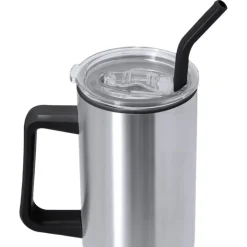 Gift Campaign Tazza termico in acciaio inox con manico e cannuccia nera da 1,2l> Bicchieri Termici Personalizzati