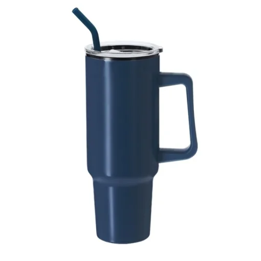 Gift Campaign Tazza termico in acciaio inox con manico e cannuccia nera da 1,2l> Bicchieri Termici Personalizzati