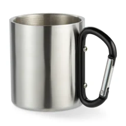 Gift Campaign Tazze con logo in acciaio lucido manico moschettone 220ml Metalhook> Tazze Mug