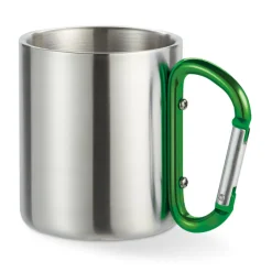 Gift Campaign Tazze con logo in acciaio lucido manico moschettone 220ml Metalhook></noscript> Tazze Mug