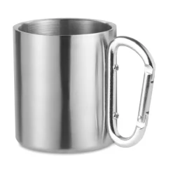 Gift Campaign Tazze con logo in acciaio lucido manico moschettone 220ml Metalhook></noscript> Tazze Mug