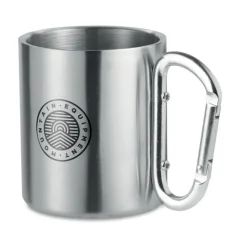 Gift Campaign Tazze con logo in acciaio lucido manico moschettone 220ml Metalhook></noscript> Tazze Mug