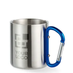 Gift Campaign Tazze con logo in acciaio lucido manico moschettone 220ml Metalhook></noscript> Tazze Mug