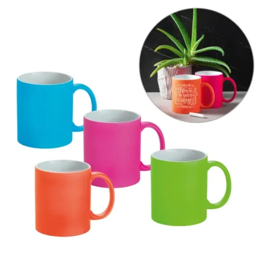 Gift Campaign Tazze personalizzate economiche in ceramica colori neon effetto lavagna 350ml Neon> Tazze Mug