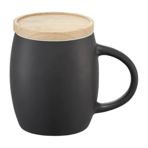 Gift Campaign Tazze pubblicitaria in ceramica con coperchio in bamboo 400ml Coaster> Tazze Mug