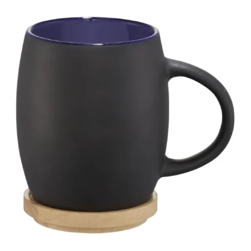 Gift Campaign Tazze pubblicitaria in ceramica con coperchio in bamboo 400ml Coaster> Tazze Mug