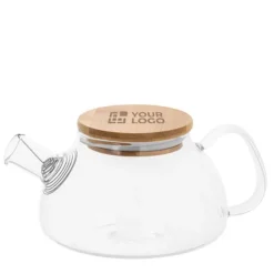 Gift Campaign Teiera con logo in vetro infusore acciaio tappo in bamboo 750ml Nordik> Tazzine Da Caffè E Tazze Tè