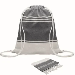 Gift Campaign Telo mare hammam in cotone e poliestere riciclato 180g/m² con zainetto> Teli Mare|Asciugamani Personalizzati