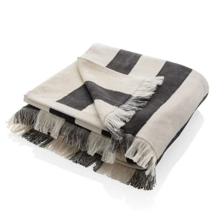 Gift Campaign Telo spiaggia pubblicitario a righe riciclato 180x100cm EcoComfort XL> Teli Mare|Asciugamani Personalizzati