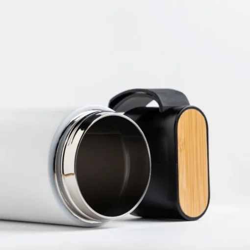 Gift Campaign Thermos in acciaio inox con manico e dettaglio in bambù 600 ml> Borracce Di Metallo