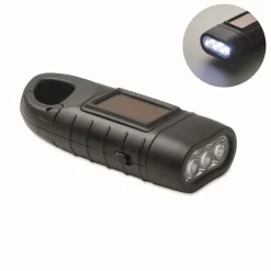 Gift Campaign Torcia a 3 LED ricaricabile con pannello solare e manovella a dinamo> Torce