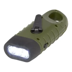 Gift Campaign Torcia a dinamo solare in plastica riciclata con moschettone con 3 LED> Torce