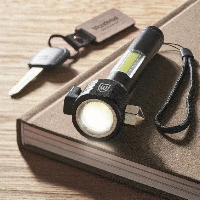 Gift Campaign Torcia a luce COB che include martello e taglia cinture di sicurezza> Torce