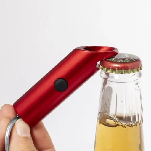 Gift Campaign Torcia in alluminio riciclato con apribottiglie e anello portachiavi> Torce