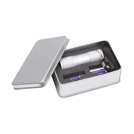 Gift Campaign Torcia personalizzata metallo 9 LED con laccetto e batterie LightBeam> Torce