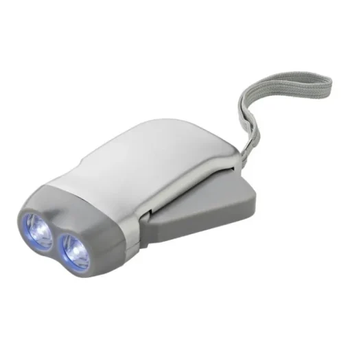 Gift Campaign Torcia tascabile a dinamo con pulsante e pile con 2 luci a LED> Torce