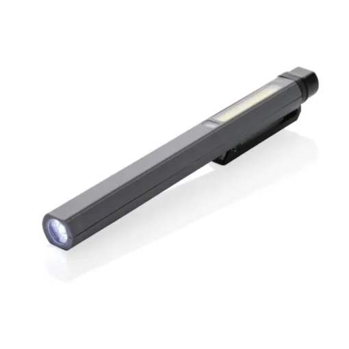 Gift Campaign Torcia tascabile a forma di penna con luce COB, LED e luce blu> Torce