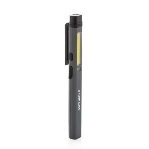 Gift Campaign Torcia tascabile a forma di penna con luce COB, LED e luce blu> Torce
