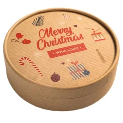 Gift Campaign Tris di dolciumi con frutta secca in scatola di carta kraft con logo> Cioccolatini