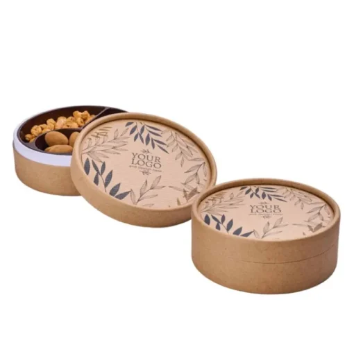 Gift Campaign Tris di dolciumi con frutta secca in scatola di carta kraft con logo> Cioccolatini