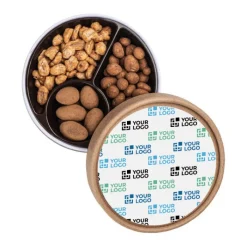 Gift Campaign Tris di dolciumi con frutta secca in scatola di carta kraft con logo></noscript> Cioccolatini