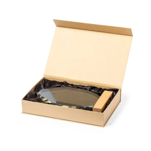 Gift Campaign Trofeo in vetro a forma di ennagono con base in legno da incidere> Medaglie E Trofei|Gadget Per Eventi Sportivi