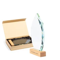 Gift Campaign Trofeo in vetro a forma di ennagono con base in legno da incidere></noscript> Medaglie E Trofei|Gadget Per Eventi Sportivi
