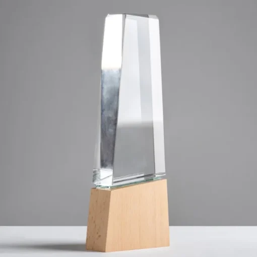 Gift Campaign Trofeo in vetro stilizzato con base in legno per un tocco distintivo> Medaglie E Trofei