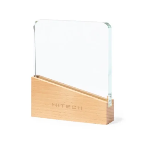 Gift Campaign Trofeo personalizzato in vetro spesso con base in legno naturale> Medaglie E Trofei|Gadget Per Eventi Sportivi