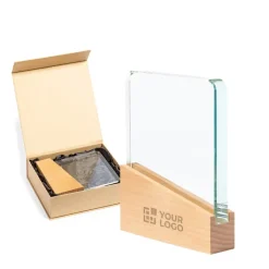 Gift Campaign Trofeo personalizzato in vetro spesso con base in legno naturale></noscript> Medaglie E Trofei|Gadget Per Eventi Sportivi