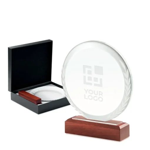 Gift Campaign Trofeo rotondo in vetro con base in confezione regalo Olympiad> Medaglie E Trofei|Gadget Per Eventi Sportivi