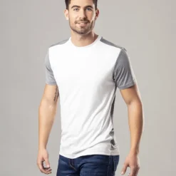Gift Campaign Tshirt tecnica bianca con maniche grigie poliestere 135g/m2 MKT Troser> Gadget Palestra|Magliette Tecniche