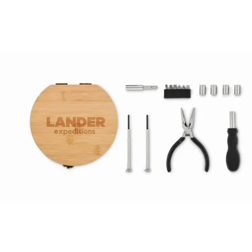 Gift Campaign Valigietta attrezzi promozionale in bamboo con 14 accessori Round> Altri Attrezzi