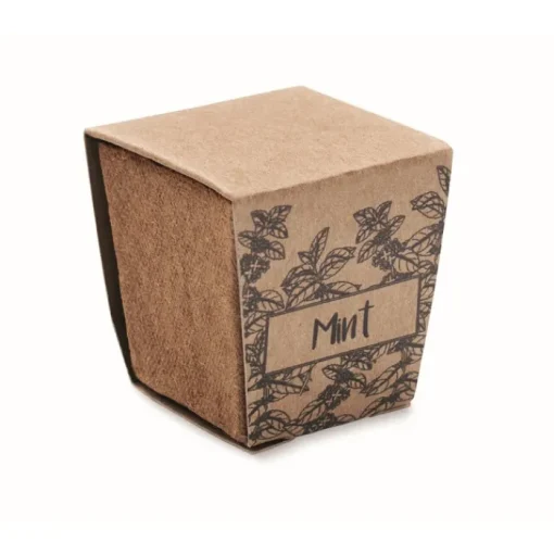 Gift Campaign Vasetto biodegradabile con semi di menta e terriccio prodotto in UE> Vasetti Con Semi